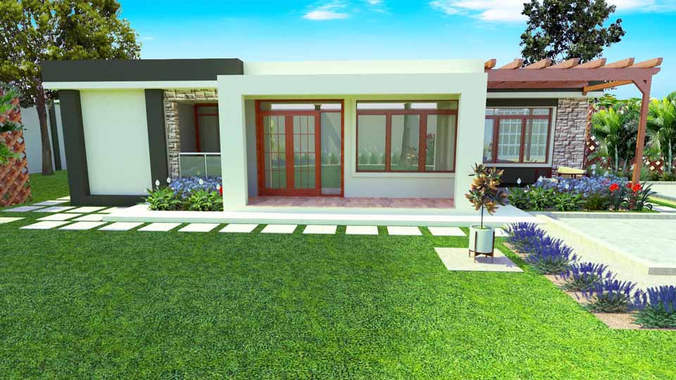 niftypalm_3 Bedroom Bungalow - Flat roof_render_2