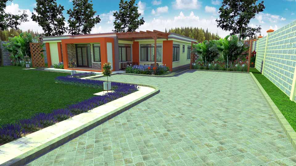 niftypalm_3 Bedroom Bungalow - Flat roof_render_4